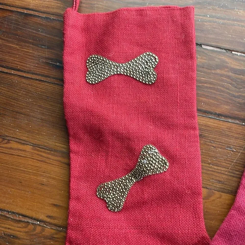 Sleigh Hill Trading Co. rhinestone dog bone appliqué Christmas Holiday stockings